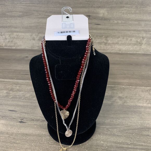 Melrose and Market Multi-Layer Long Necklace Set Miraculous Heart Pendant Charm - Picture 6 of 12